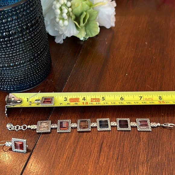 Brighton TAILOR multicolor German Glass Bracelet Earrings RARE Red Purple Blue - Picture 12 of 16